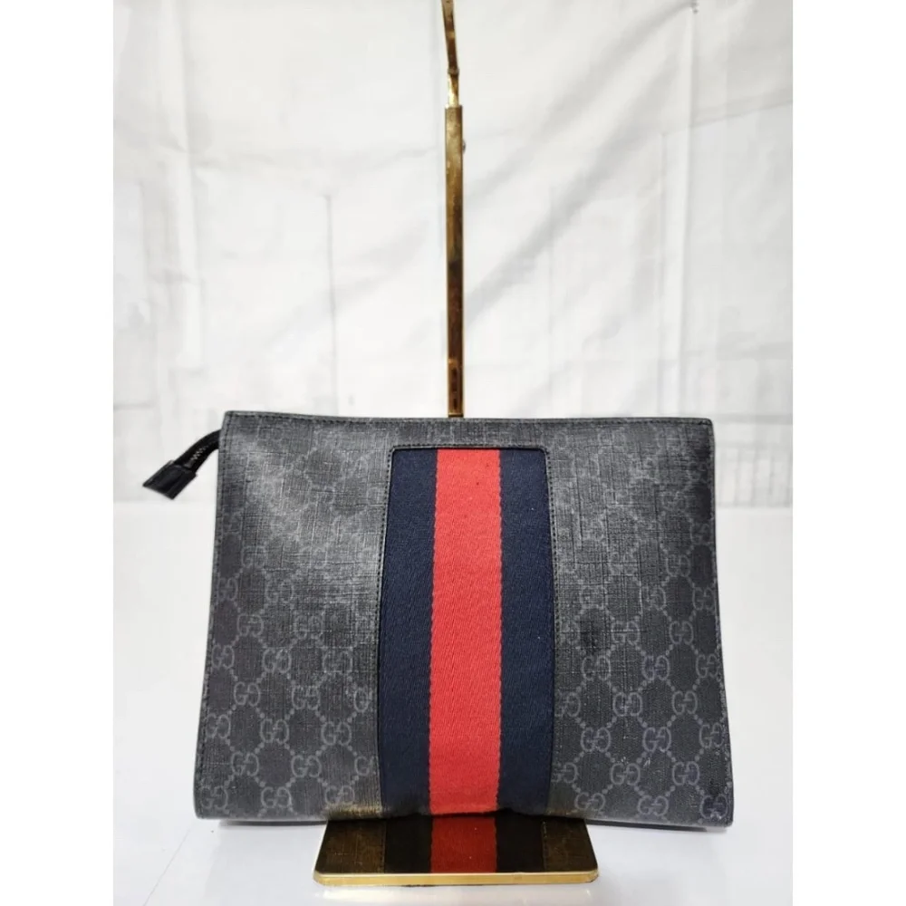 Authentic Gucci GG Supreme Web Clutch Bag